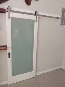 Frosted 1 panel glass barn door